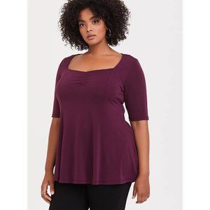 Torrid SZ 0 NWT BURGUNDY PURPLE STUDIO KNIT SWEETHEART TOP
